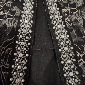 Elegant Black Blazer with Pearl Detailing